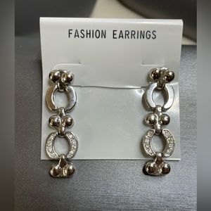Joseph Anthony Cz Silver Tone Dangle Drop Post Earrings NOS on Original Card.